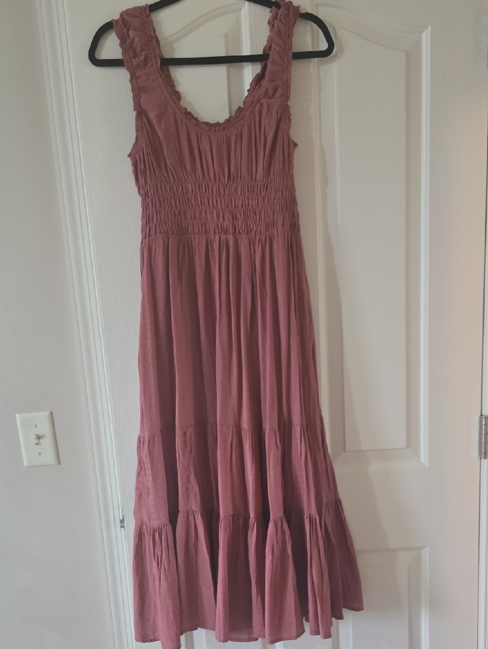 Smocked Sleeveless Maxi Dress in Mauve Pink